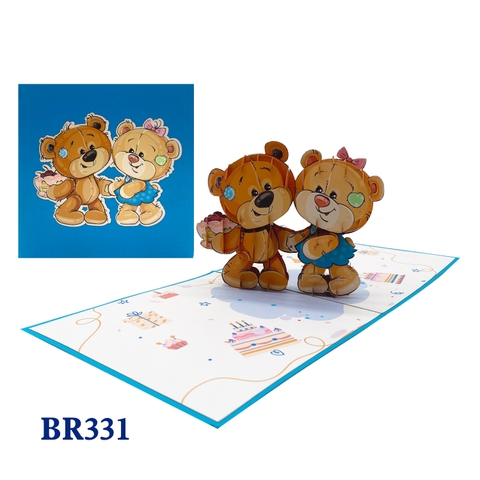 Cute Bears Birthday Pop Up Card