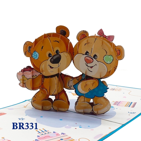 Cute Bears Birthday Pop Up Card