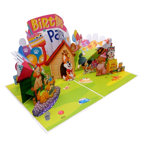Birthday Party House Pop-Up Card – 3D Birthday Greeting Card