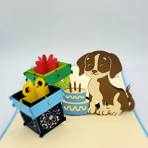 Birthday Beagle Dog Pop Up Card