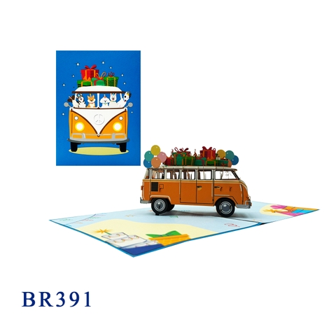 Birthday Van Bus Pop Up Card