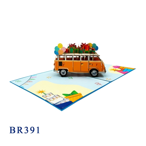 Birthday Van Bus Pop Up Card