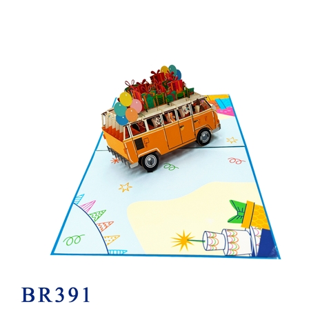 Birthday Van Bus Pop Up Card