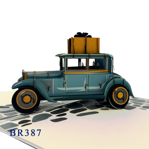 Birthday Vintage Car Pop Up Card