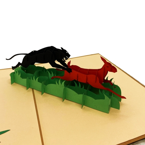 Black Panther & Deer Pop Up Card