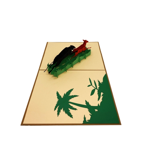 Black Panther & Deer Pop Up Card