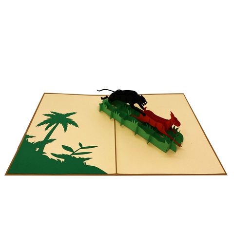 Black Panther & Deer Pop Up Card