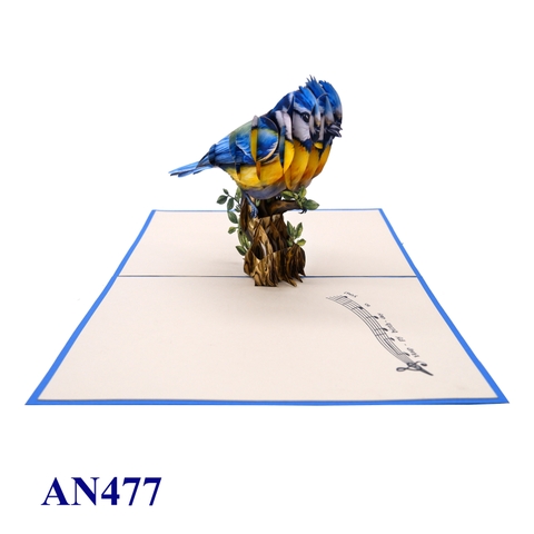 3D Blue Bird Pop-Up Card