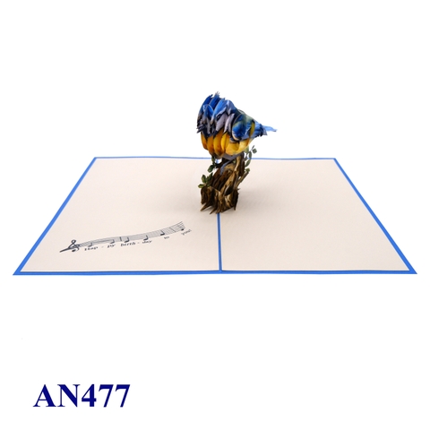 3D Blue Bird Pop-Up Card