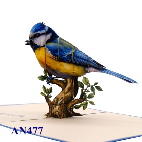 3D Blue Bird Pop-Up Card