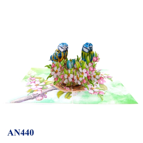 Blue Birds Family Pop Up Card