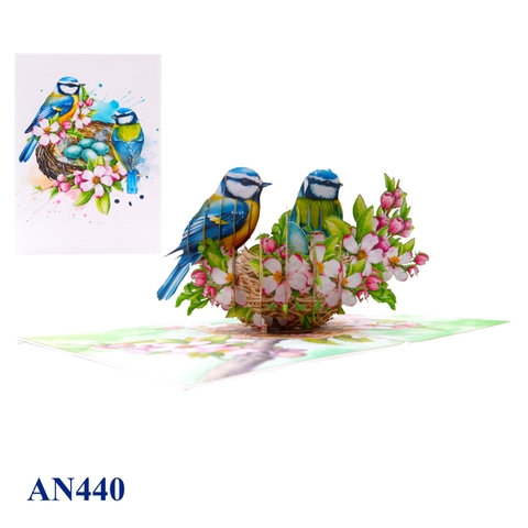 Blue Birds Family Pop Up Card