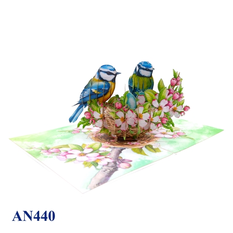 Blue Birds Family Pop Up Card