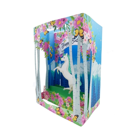 Blue Birthday Pony Pop Up Box