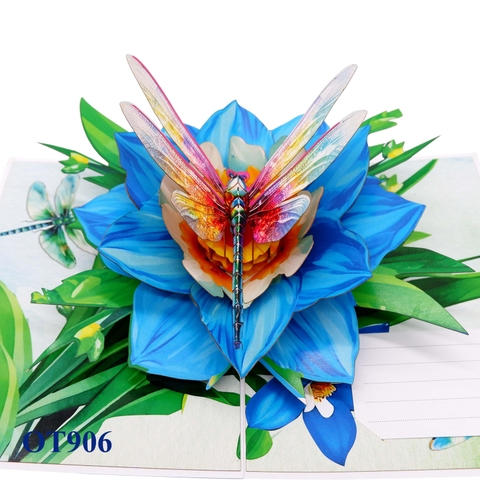 Blue Narcissus Flowers Pop Up Card