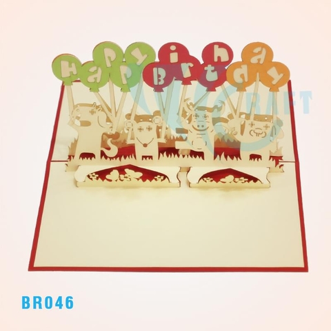 Pets Birthday Party Pop Up Card