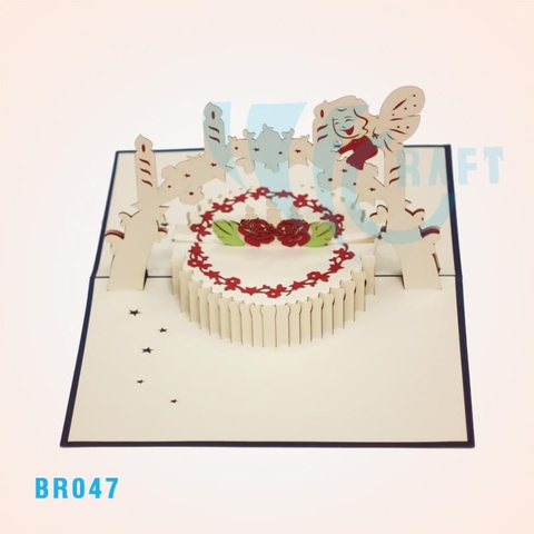 Birthday Cake And Angel Pop Up Card