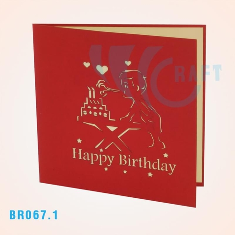 Birthday Boy Blowing Candles Pop Up Card