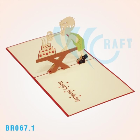 Birthday Boy Blowing Candles Pop Up Card