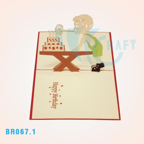 Birthday Boy Blowing Candles Pop Up Card