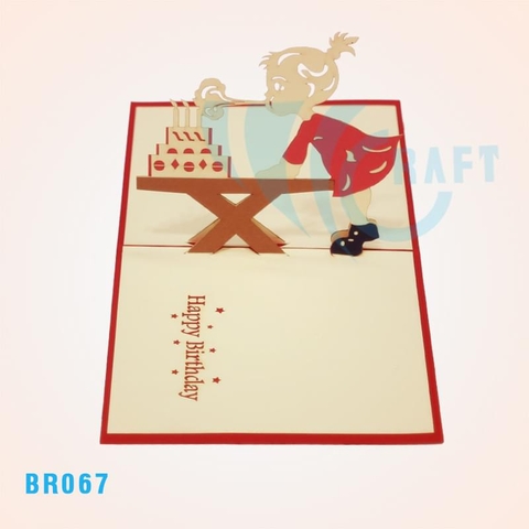 Birthday Girl Blowing Candles Pop Up Card