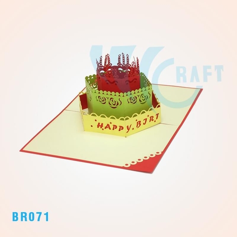 3 Colors Birthday Cake Pop Up Card