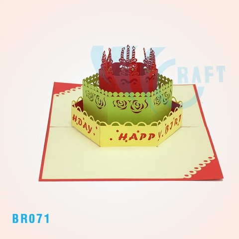 3 Colors Birthday Cake Pop Up Card