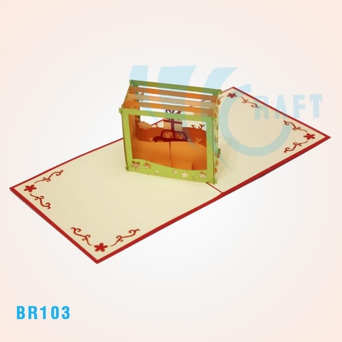 Happy Birthday Rabbit Car Pop Up Card