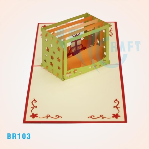 Happy Birthday Rabbit Car Pop Up Card