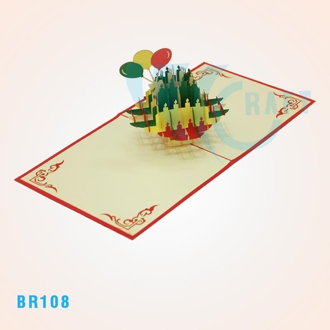 Candles And Balloon Pop Up Card