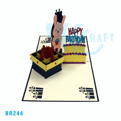 Birthday Rabbit And Cake Pop Up Card