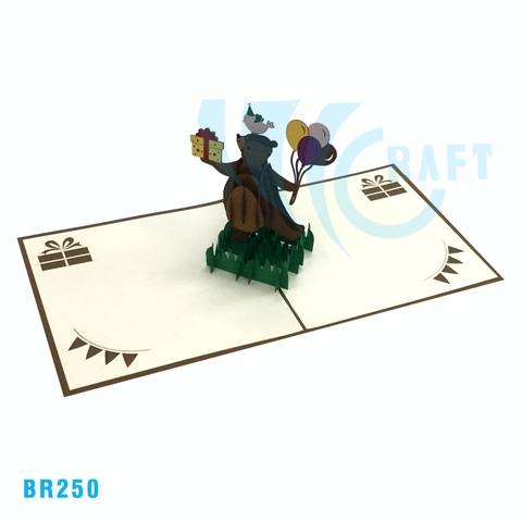 Birthday Bear With Balloon Pop Up Card