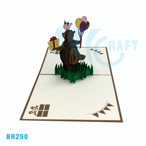 Birthday Bear With Balloon Pop Up Card