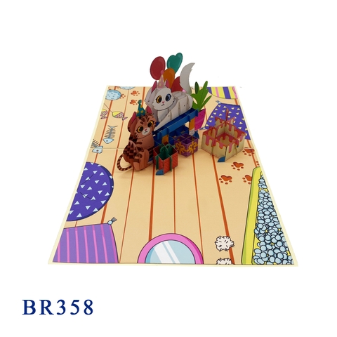 Happy Birthday Kittens Cake Pop Up Card