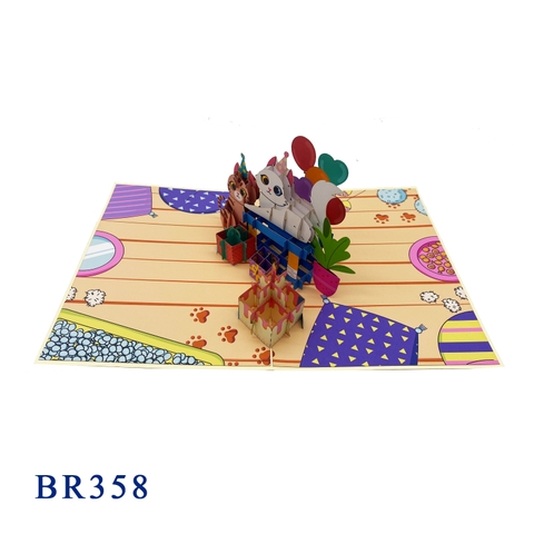 Happy Birthday Kittens Cake Pop Up Card