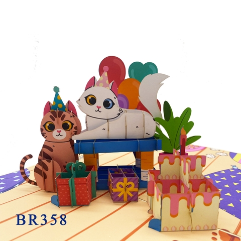 Happy Birthday Kittens Cake Pop Up Card