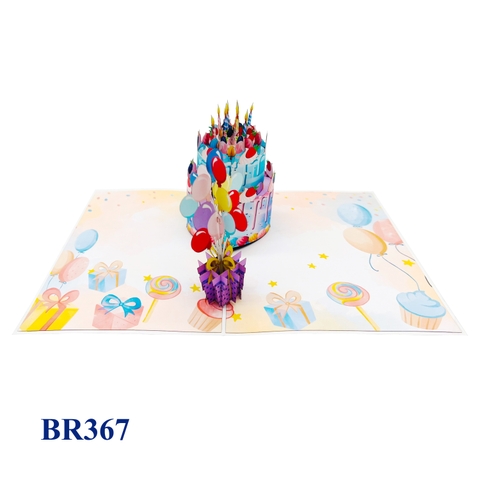 Happy Birthday Cake & Balloon Pop Up Card