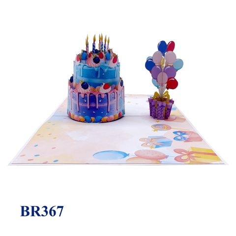 Happy Birthday Cake & Balloon Pop Up Card