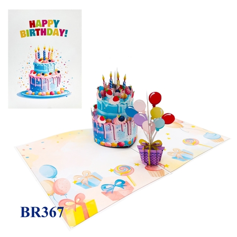 Happy Birthday Cake & Balloon Pop Up Card