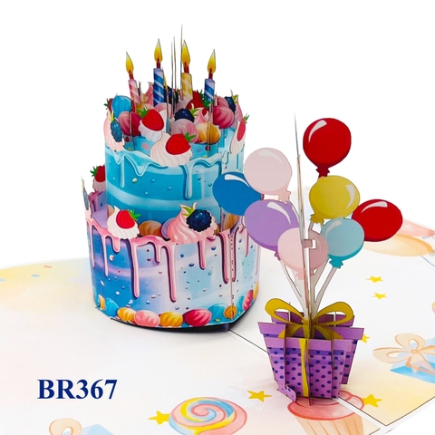 Happy Birthday Cake & Balloon Pop Up Card