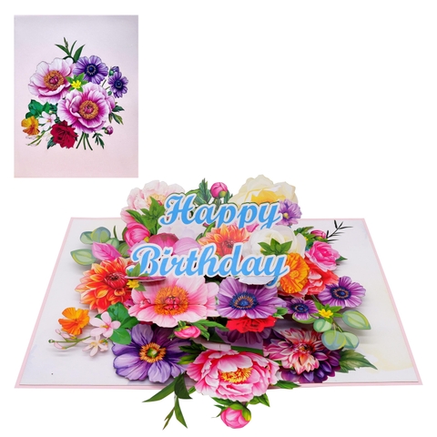 Floral Explosion Birthday – Pop-Up Card