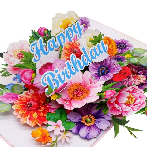 Floral Explosion Birthday – Pop-Up Card
