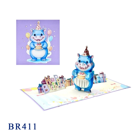 Hippo Birthday Pop-up Card