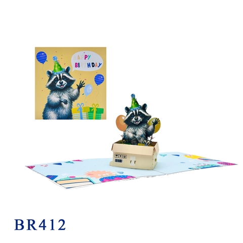 Raccoon Birthday Pop-up Card