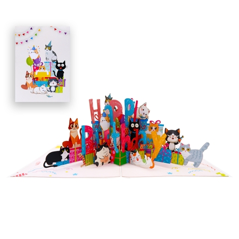 Happy Birthday Cat Pop-Up Card – A Joyful 3D Surprise