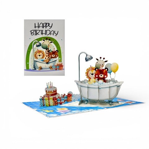 Birthday Bath Party Pop-Up Card