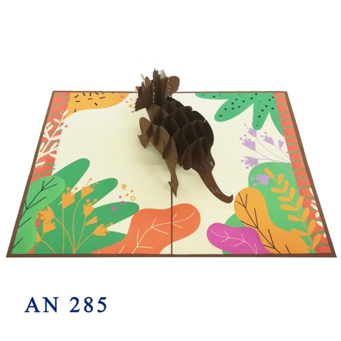 Brown Triceratops Dinosaur 3D Pop Up Greeting card