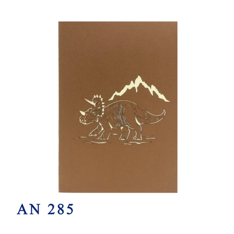 Brown Triceratops Dinosaur 3D Pop Up Greeting card
