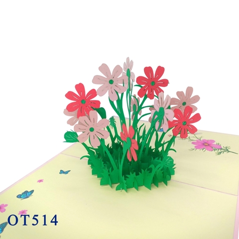 Colorful Flowers Bouquet Pop Up Card