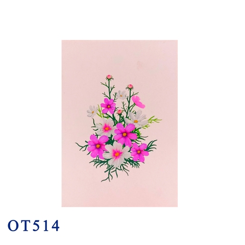 Colorful Flowers Bouquet Pop Up Card